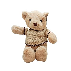 Urso de Pelúcia com Roupa - Bege - 37cm - 1 unidade - Rizzo