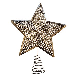 Topo de Árvore de Natal - Estrela Dourada Color Glitter - 30x23cm - 1 unidade - Rizzo