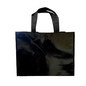 Sacola de Poliester Premium Metalizada com Botão - Preta - 33x25x15cm - 1 unidade - Rizzo