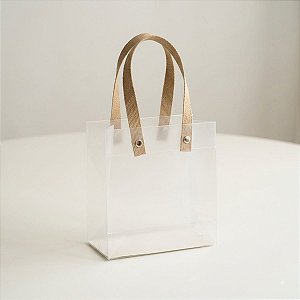 Sacola Transparente Fosca com Alça de Fibra - 15x13x7cm - 1 unidade - Rizzo