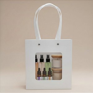 Sacola de Papel com Gaveta e Visor 18x16,5x8,5 Branca - 1 unidade - Rizzo