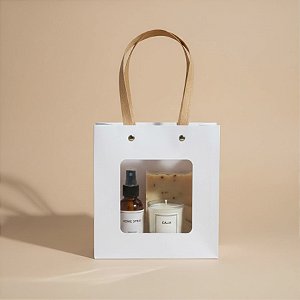 Sacola de Papel com Gaveta e Visor 18x16,5x8,5 Branca - 1 unidade - Rizzo