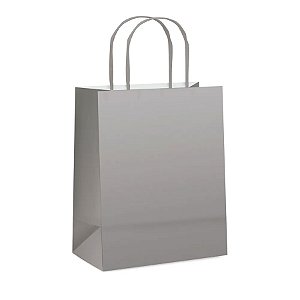 Sacola de Papel G 32x26,5x13 - Prata Fosco - Fundo Largo - 10 unidades - Cromus - Rizzo
