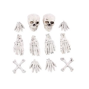 Enfeite Decorativo Halloween - Kit Esqueletos - 7cm - 12 unidades - Cromus - Rizzo
