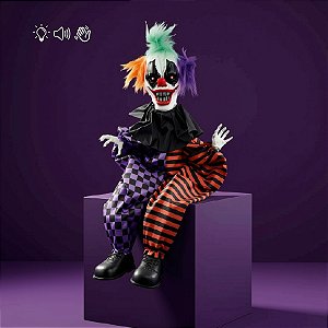 Enfeite Decorativo de Halloween com  Som, Luz e Movimento - Palhaço Bill - 38cm - 1 unidade - Cromus - Rizzo