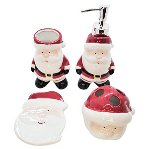 Kit para Banheiro de Natal - Papai Noel - 18cm - 4 unidades - Rizzo
