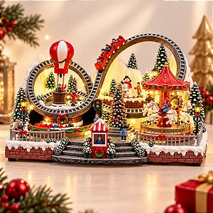 Cenário Decorativo de Natal - Parque Natalino - 30x54cm - Luz, Som e Movimento - 1 unidade - Rizzo