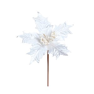 Flor Poinsétia - Branco - 20cm - 1 unidade - Cromus - Rizzo