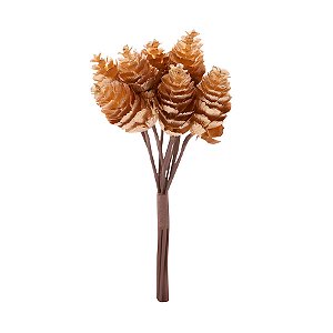 Pick Decorativo de Natal - Pinhas Ouro - 18cm  - 1 unidade - Cromus - Rizzo