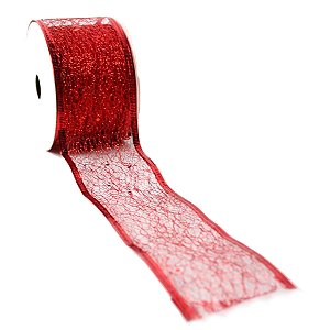 Fita Decorativa - Telada com Glitter Vermelha - 6x914cm - 1 unidade - Rizzo