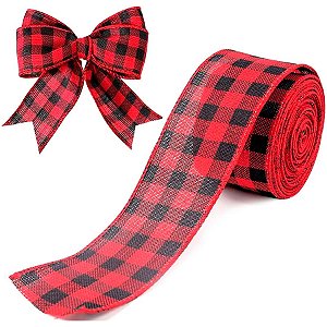 Fita Decorativa de Natal - Xadrex Vermelho e Prto - 6x914cm - 1 unidade - Rizzo