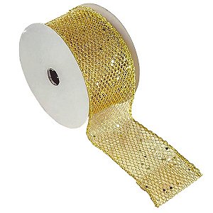 Fita Decorativa - Telada Dourado com Glitter - 6x914cm - 1 unidade - Rizzo