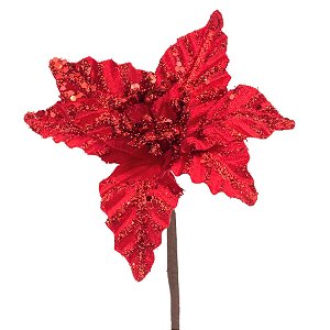Poinsétia Decorativa de Natal - Vermelha - 22cm - 1 unidade - Cromus - Rizzo