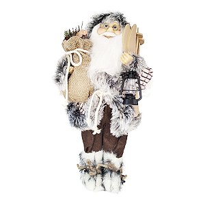 Enfeite de Natal - Papai Noel Esquiador com Saco de Presentes - 44x22x22cm - 1 unidade - Rizzo
