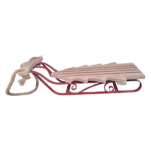 Enfeite Decorativo de Natal - Trenó de Ferro e Madeira - 53x17cm - 1 unidade - Rizzo