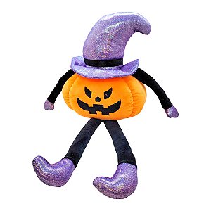 Abóbora com Chapéu Roxo de Pelúcia - 42cm - 1 unidade - Rizzo
