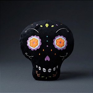 Caveira Mexicana Preta de Pelúcia - 18cm - 1 unidade - Rizzo