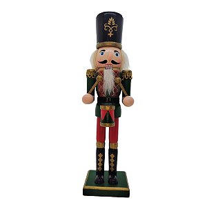 Boneco Soldado Quebra Nozes de Madeira com Tambor - 30cm - Verde e Vermelho - 1 unidade - Rizzo