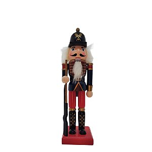 Boneco Soldado Quebra Nozes de Madeira - 25cm - Azul e Vermelho - 1 unidade - Rizzo