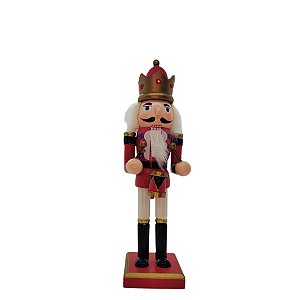 Boneco Soldado Quebra Nozes de Madeira com Tambor - 25cm - Azul, Branco e Vermelho - 1 unidade - Rizzo