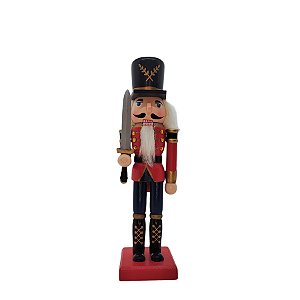 Boneco Soldado Quebra Nozes de Madeira com Espada - 25cm - Azul e Vermelho - 1 unidade - Rizzo