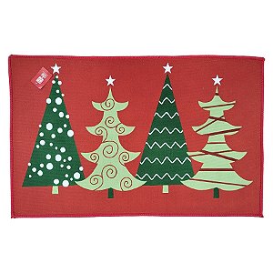 Tapete Decorativo de Natal - Pinheiros Bem Vindo - 50x80cm - 1 unidade - Rizzo