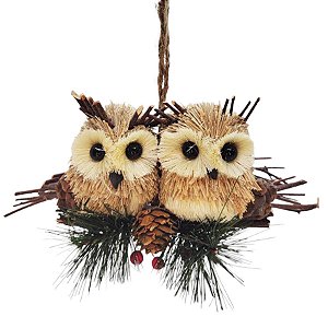 Enfeite de Natal - Duas Corujas - 13x20x9cm - 1 unidade - Rizzo