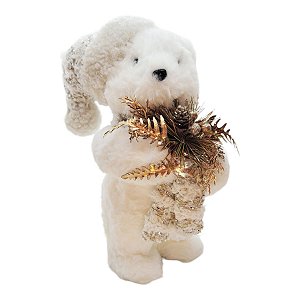Enfeite de Natal - Urso Branco em Pé de Cachecol - 26x12x13cm - 1 unidade - Rizzo