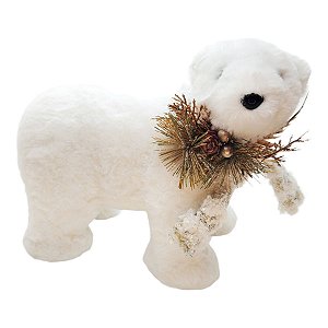 Enfeite de Natal - Urso Branco de Cachecol - 22x26x15cm - 1 unidade - Rizzo