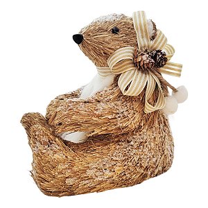 Enfeite de Natal - Urso de Palha Sentado - 20,5x18x15cm - 1 unidade - Rizzo