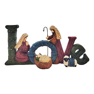 Enfeite de Natal em Resina - Sagrada Família e Love - 24x13cm - 1 unidade - Rizzo