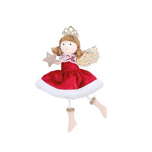 Enfeite de Natal para pendurar - Anjo Voando Estrela - 15cm - 1 unidade - Cromus - Rizzo