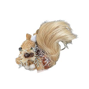Enfeite de Natal Esquilo Natural deitado - 15cm - 1 unidade - Rizzo