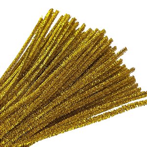 Haste de Chenille Glitter 30cm - Dourado - 100 unidades - Artlille - Rizzo