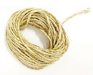 Cordão de Juta com fio dourado  - 10 metros - EcoArt Embalagens