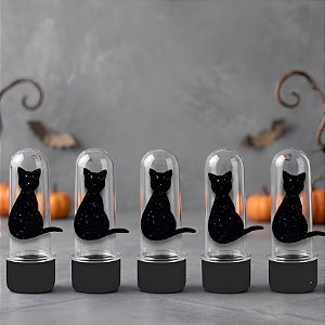 Mini Tubete com Aplique - Gato Halloween - Preto - 10 unidades - Rizzo