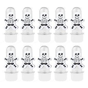 Mini Tubete com Aplique - Caveira Halloween - Branco - 10 unidades - Rizzo