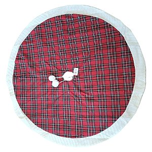 Saia para Árvore de Natal - Xadrez Vermelho e Verde - 58cm - 1 unidade - Rizzo