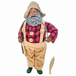 Papai Noel Negro Decorativo Pescador - 27cm - 1 unidade - Rizzo