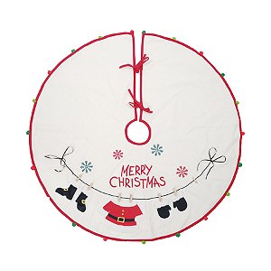 Saia Para Árvore de Natal Varal - Branco e Vermelho - 120cm  - 1 unidade - Cromus - Rizzo