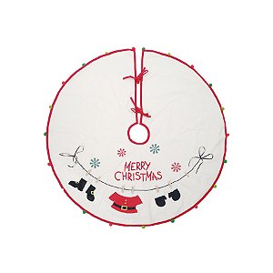 Saia Para Árvore de Natal Varal - Branco e Vermelho - 100cm - 1 unidade - Cromus - Rizzo