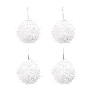 Bola de Natal Paetê - Branco - 10cm  - 4 unidades - Cromus - Rizzo