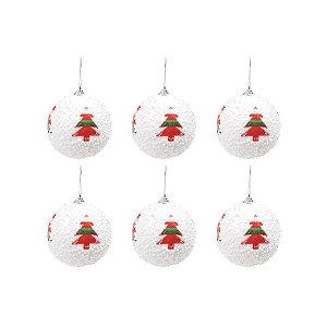 Bola de Natal Decorada - Árvore Colorida - 8cm  - 6 unidades - Cromus - Rizzo