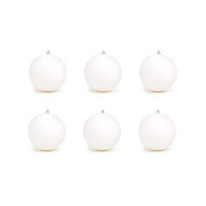 Bola de Natal Decorada - Branco - 8cm - 6 unidades - Cromus - Rizzo