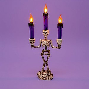 Candelabro de Halloween com Vela Led - Roxo - 35x9cm - 1 unidade - Rizzo - Rizzo