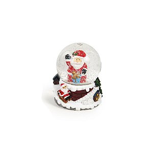 Enfeite Decorativo de Natal - Globo de Neve com Papai Noel Presente - 6cm  - 1 unidade - Cromus - Rizzo