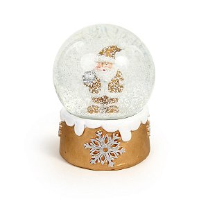 Enfeite Decorativo de Natal - Globo de Neve com Papai Noel - Ouro e Branco - 8cm - 1 unidade - Cromus - Rizzo