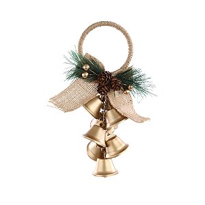 Enfeite para Pendurar Natal - Sino Guirlanda Ouro - 25cm  - 1 unidade - Cromus - Rizzo