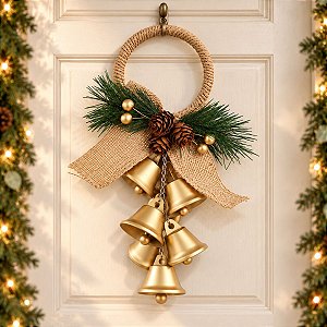 Enfeite para Pendurar Natal - Sino Guirlanda Ouro - 25cm - 1 unidade - Cromus - Rizzo