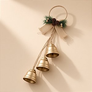 Enfeite para Pendurar Natal - Sino Guirlanda Ouro - 61cm  - 1 unidade - Cromus - Rizzo